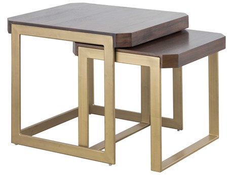 Elk Home Crafton Rectangular Wood Mahogany Brass End Table
