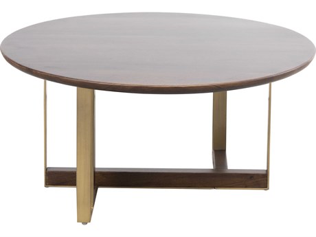 Elk Home Crafton Round Wood Mahogany Brass Coffee Table