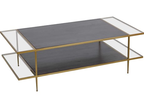 Elk Home Rectangular Wood Dark Mahogany Brass Coffee Table