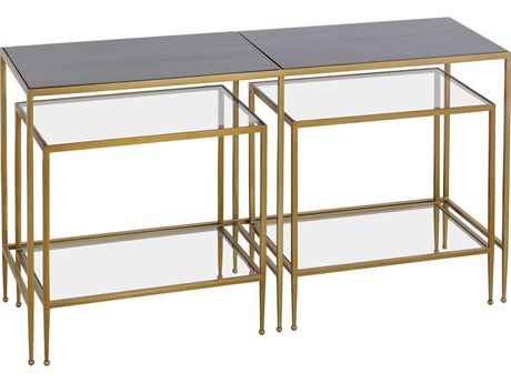 Elk Home Rectangular Glass Dark Mahogany Brass Console Table