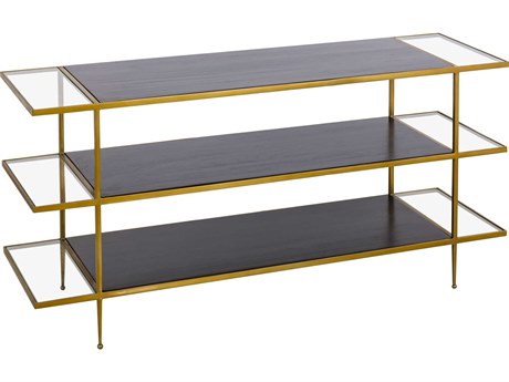 Elk Home Rectangular Glass Dark Mahogany Brass Console Table