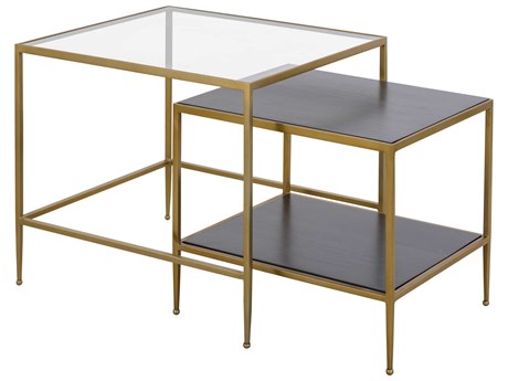 Elk Home Carrick Rectangular Wood Dark Mahogany Brass End Table