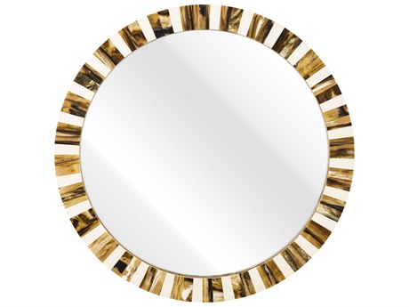 Elk Home Jimma Horn / White Round Wall Mirror