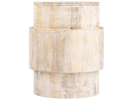 Elk Home Round Wood Whitewash End Table