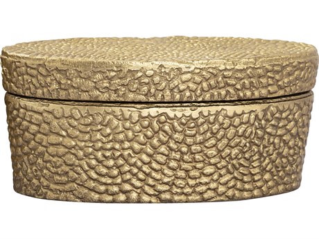 Elk Home Oval Pebble Antique Brass 8" Pebble Box