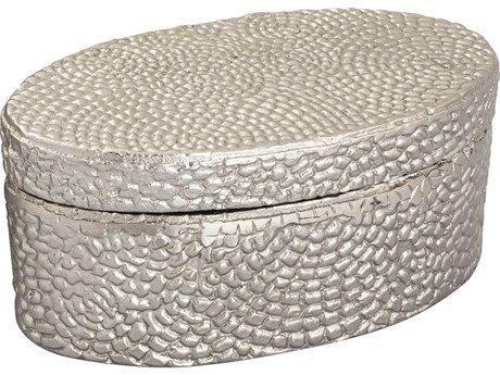 Elk Home Oval Pebble Antique Nickel 9" Pebble Box