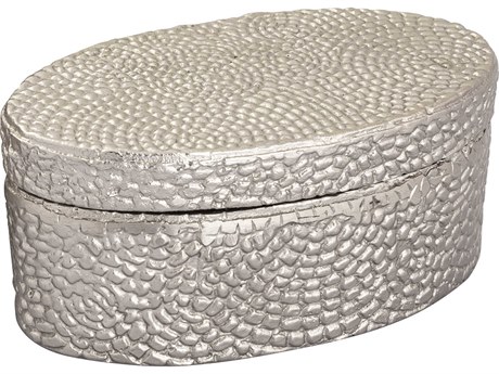 Elk Home Oval Pebble Antique Nickel 8" Pebble Box