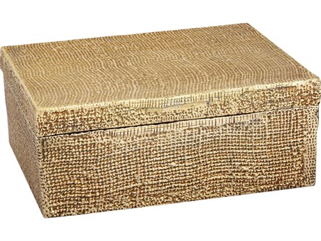 Elk Home Antique Brass Square Linen 11" Texture Box