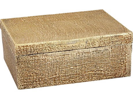 Elk Home Antique Brass Square Linen 8" Texture Box