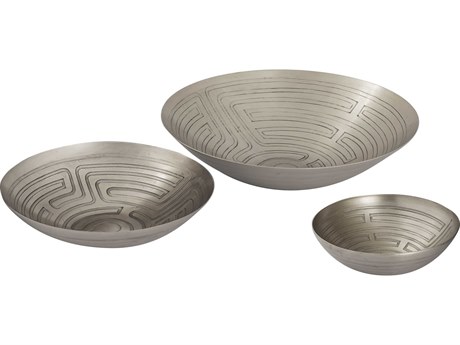 Elk Home Maze Antique Nickel Decorative Bowl Set of 3