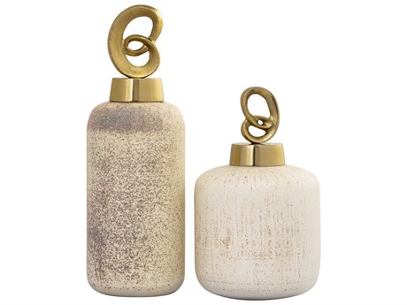 Elk Home Tiff Beige / Antique Brass Bottle Set of 2