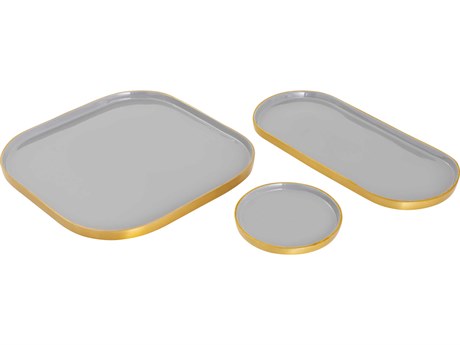 Elk Home Harward Gray / Brushed Brass Serving Tray Set of 3