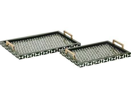 Elk Home Futrelle Dark Green / Brass Serving Tray Set of 2