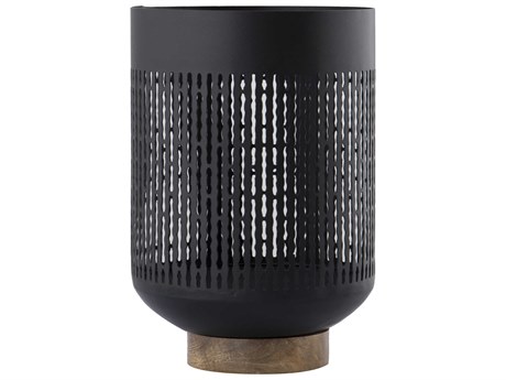 Elk Home Terrell Matte Black / Natural 10" High Candle Holder