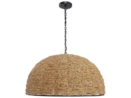Elk Home Martin 1-Light Natural Matte Black Brown Dome Pendant