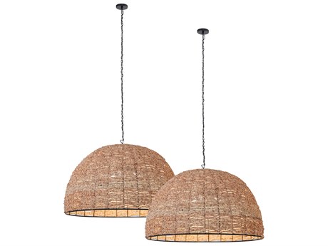 Elk Home 1-Light Natural Matte Black Brown Dome Pendant
