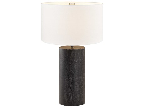 Elk Home Daher Black White Textured Linen Drum Shade Buffet Lamp