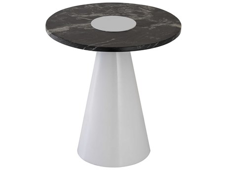 Elk Home Round Marble White Black End Table