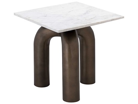 Elk Home Square Marble Antique Bronze White End Table