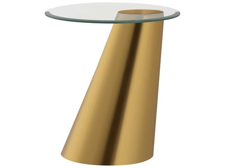Elk Home Round Glass Brass End Table