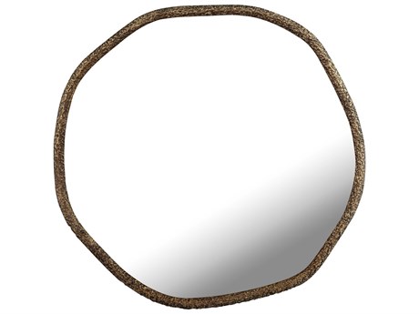 Elk Home Warped Aged Brass Round Wall Mirror