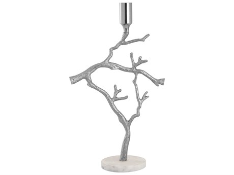 Elk Home Branch Nickel / White Candle Holder