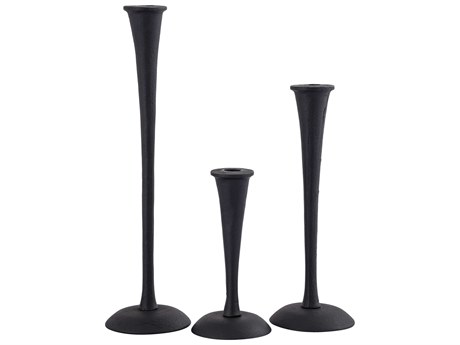 Elk Home Trumpet Aged Black Candle Holder Set of 3