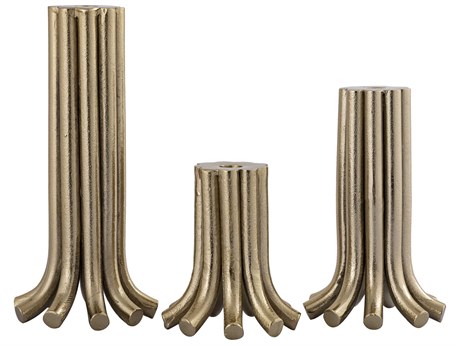 Elk Home Contour Aged Brass Candle Holder Set of 3