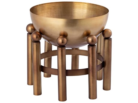 Elk Home Piston Footed Aged Brass 18" Planter