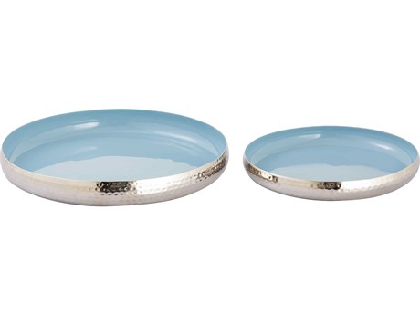Elk Home Nelson Light Blue Enamel / Polished Nickel Decorative Bowl Set of 2