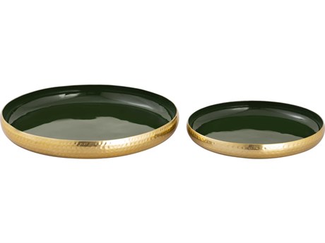 Elk Home Nelson Dark Green Enamel / Polished Brass Decorative Bowl Set of 2