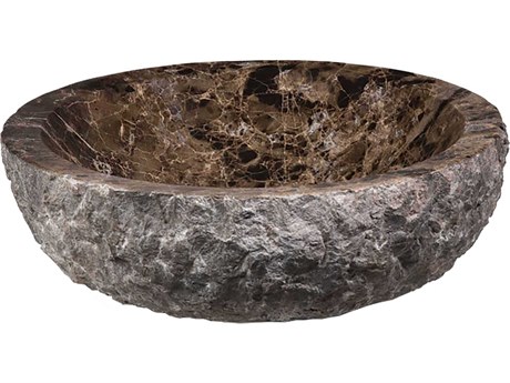Elk Home Dark Emperador Round Stone Vessel Sink