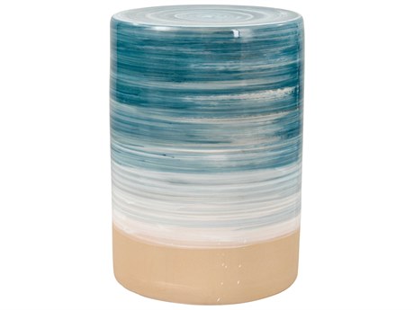 Elk Home Blue Glazed White Beige Accent Stool