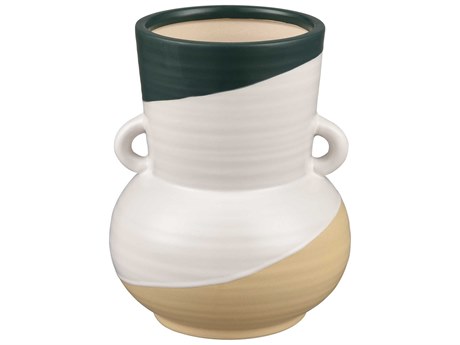 Elk Home Joffe White / Dark Green Tan Vase