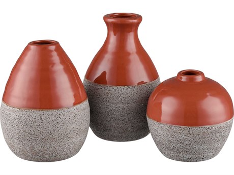 Elk Home Baer Brick Red / Stone Vase Set of 3