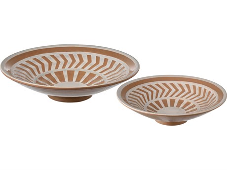Elk Home Aidy Glazed Terracotta / Off White Decorative Bowl Set of 2