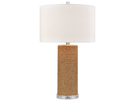 Elk Home Sherman Natural Clear White Linen Drum Hardback Brown Buffet Lamp
