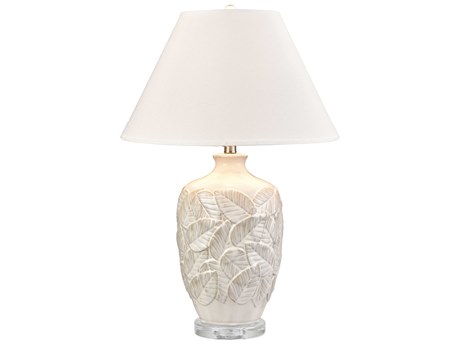 Elk Home Goodell White Glazed Clear Linen Empire Hardback Buffet Lamp