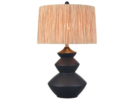 Elk Home Lombard Black Glazed Natural Grass Round Buffet Lamp