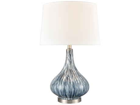 Elk Home Northcott Blue Brushed Steel White Linen Hardback Buffet Lamp