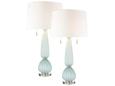 Elk Home Mariani Blue White Linen Glass Buffet Lamp Set of 2