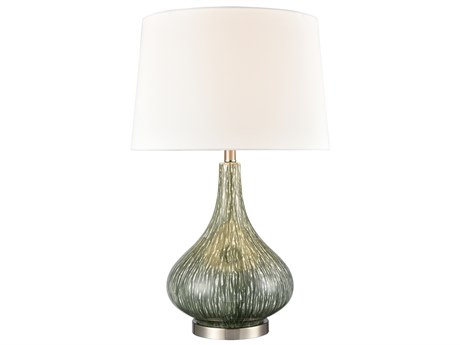 Elk Home Northcott Green Brushed Steel Off White Linen Hardback Buffet Lamp