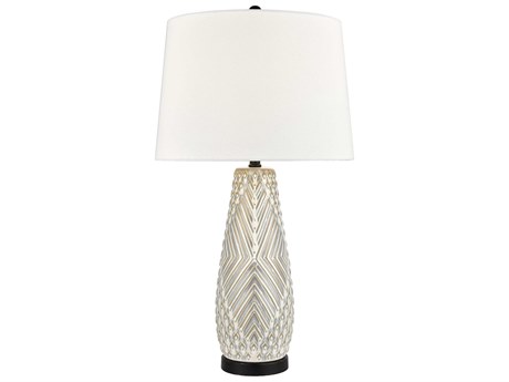 Elk Home Whitland Gray Glazed Matte Black White Linen Hardback Buffet Lamp