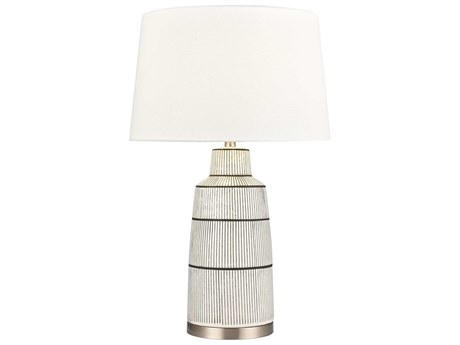 Elk Home Ansley Gray Glazed Satin Nickel White Linen Hardback Buffet Lamp