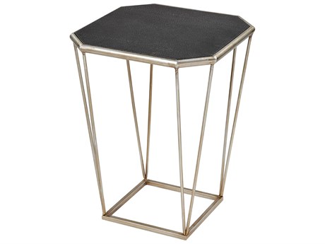 Elk Home Hexagon Faux Marble Antique Silver End Table