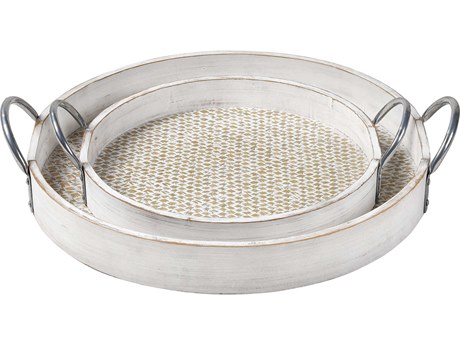 Elk Home Fabian Weathered White / Bleached / Silver Serving Tray Set of 2