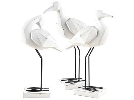 Elk Home White / Black Carroll Bird Sculpture Set of 3