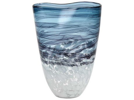 Elk Home Loch Seaforth Blue / White 12" High Vase