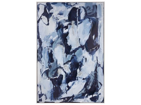 Elk Home Blue Flush Abstract Framed Canvas Wall Art
