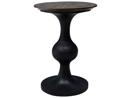 Elk Home Round Wood Harvest Brown Kettle Black End Table